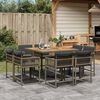 vidaXL 9 Piece Garden Dining Set with Cushions Grey Poly Rattan