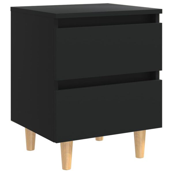 vidaXL Bed Cabinets with Solid Pinewood Legs 2 pcs Black 40x35x50 cm