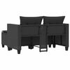 vidaXL Garden Sofa 2-Seater with Stools Black Poly Rattan
