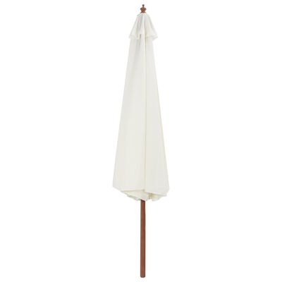 vidaXL Outdoor Parasol with Wooden Pole 350 cm Sand White