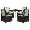 vidaXL 5 Piece Garden Dining Set with Cushions Black Poly Rattan