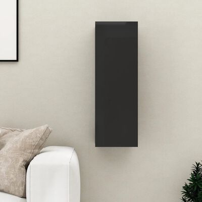 vidaXL TV Cabinet High Gloss Black 30.5x30x90 cm Engineered Wood