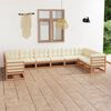 vidaXL 10 Piece Garden Lounge Set&Cushions Honey Brown Solid Pinewood