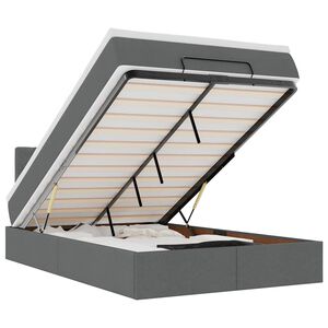 vidaXL Ottoman Bed with Mattress Dark Grey King Single Fabric