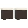 vidaXL Ottomans with Cushions 2 pcs Brown 40x30x40 cm Poly Rattan
