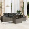 vidaXL 6 Piece Garden Sofa Set with Cushions Grey Poly Rattan