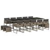 vidaXL 15 Piece Garden Dining Set with Cushions Grey Poly Rattan