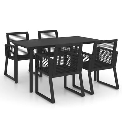 vidaXL 5 Piece Outdoor Dining Set PVC Rattan Black