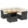 vidaXL 5 Piece Garden Sofa Set with Cushions Black Poly Rattan