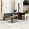 vidaXL 7 Piece Garden Sofa Set with Cushions Grey Poly Rattan