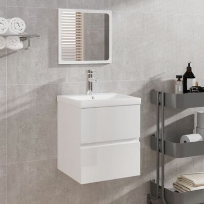 vidaXL Bathroom Cabinet with Mirror High Gloss White Engineered Wood
