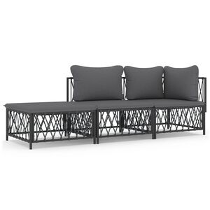 vidaXL 3 Piece Garden Lounge Set with Cushions Anthracite Steel