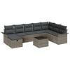 vidaXL Garden Sofa Set with Cushion Manual 9 pcs Grey Poly Rattan