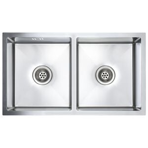 vidaXL Handmade Kitchen Sink with Overflow Hole Stainless Steel