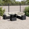 vidaXL 7 Piece Garden Sofa Set with Cushions Black Poly Rattan