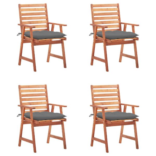 vidaXL Outdoor Dining Chairs 4 pcs with Cushions Solid Acacia Wood