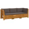 vidaXL 3 pcs Outdoor Sofa Set Solid Acacia Wood Brown