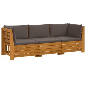 vidaXL 3 pcs Outdoor Sofa Set Solid Acacia Wood Brown