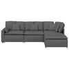 vidaXL Modular Sofa with Footstool&Cushions Fabric Dark Grey