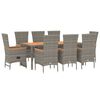 vidaXL 9 Piece Garden Dining Set with Cushions Grey Poly Rattan