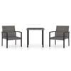 vidaXL 3 Piece Garden Dining Set Poly Rattan Grey
