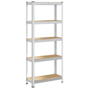 vidaXL 5-Layer Storage Shelf Silver Steel&Engineered Wood