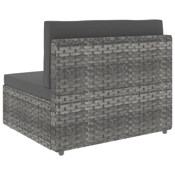 vidaXL Sectional Middle Sofa Poly Rattan Grey