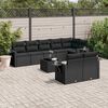 vidaXL 9 Piece Garden Sofa Set with Cushions Black Poly Rattan