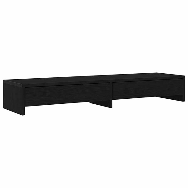 vidaXL Monitor Stand with Drawers Black Oak 100x27x15cm Engineered Wood