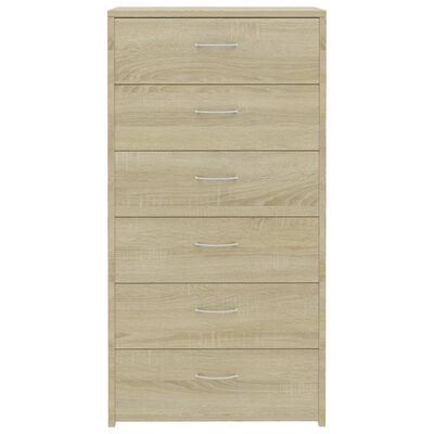 vidaXL Sideboard with 6 Drawers Sonoma Oak 50x34x96 cm Engineered Wood