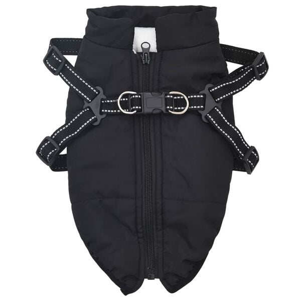 vidaXL Dog Coat with Harness Black S Fleece and Polyester