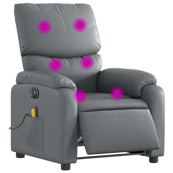 vidaXL Electric Massage Recliner Chair Grey Faux Leather