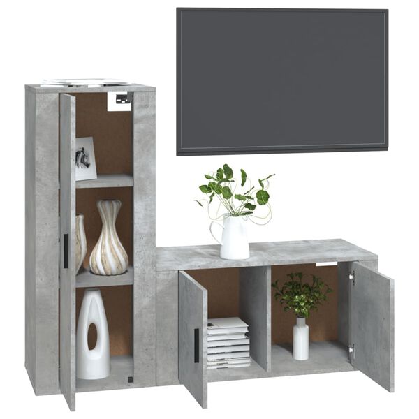 vidaXL 2 Piece TV Cabinet Set Concrete Grey Engineered Wood