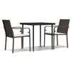 vidaXL 3 Piece Garden Dining Set with Cushions Poly Rattan and Steel
