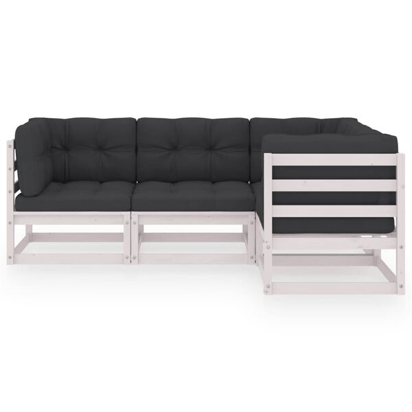vidaXL 4 Piece Garden Lounge Set with Cushions Solid Pinewood