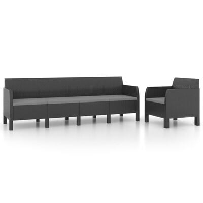 vidaXL 2 Piece Garden Lounge Set with Cushions PP Rattan Anthracite