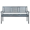 vidaXL 3-Seater Garden Bench 150 cm Grey Solid Eucalyptus Wood