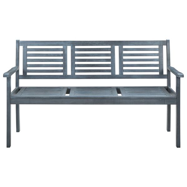 vidaXL 3-Seater Garden Bench 150 cm Grey Solid Eucalyptus Wood