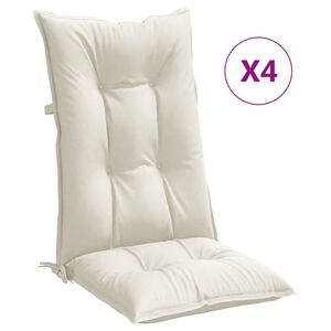 vidaXL Highback Chair Cushions 4 pcs Melange Cream 120x50x7 cm Fabric