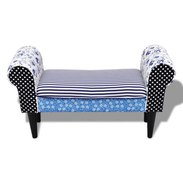 Patchwork Bench Country Living Style Blue & White