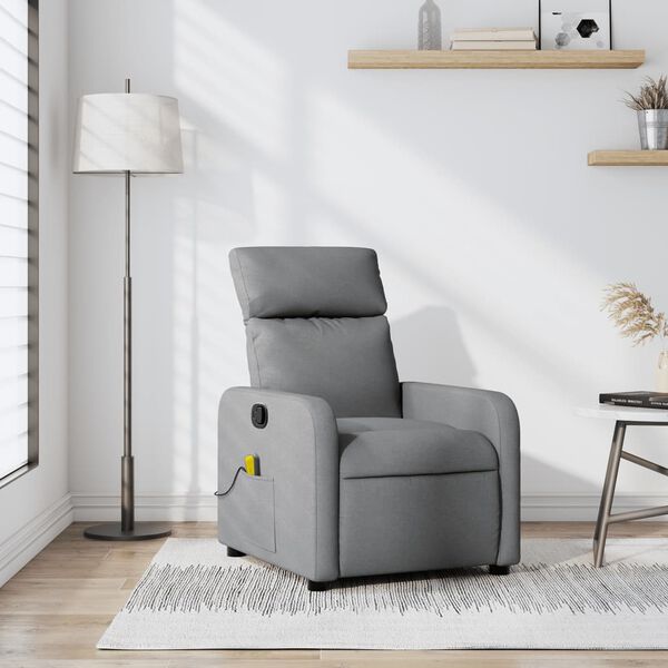 vidaXL Massage Recliner Chair Light Grey Fabric