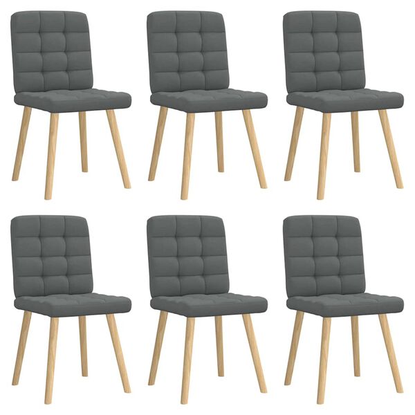 vidaXL Dining Chairs 6 pcs Dark Grey Fabric