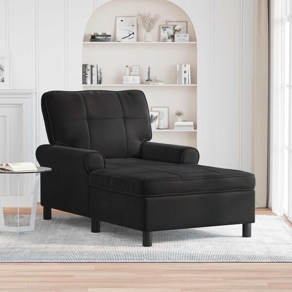 vidaXL Chaise Lounge with Cushion Black 91 x 157 x 91 cm Velvet