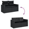 vidaXL 10 Piece Garden Sofa Set with Cushions Black Poly Rattan