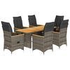 vidaXL 7 Piece Garden Bistro Set with Cushions Grey Poly Rattan