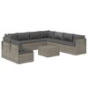 vidaXL 10 Piece Garden Lounge Set with Cushions Grey Poly Rattan