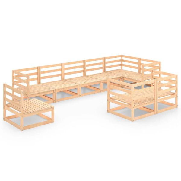 vidaXL 9 Piece Garden Lounge Set Solid Pinewood