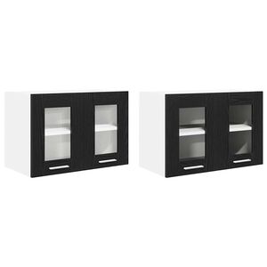 vidaXL Hanging Cabinet 2 pcs Black Oak 60 x 31 x 40 cm Engineered Wood