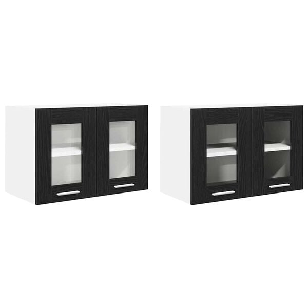 vidaXL Hanging Cabinet 2 pcs Black Oak 60 x 31 x 40 cm Engineered Wood