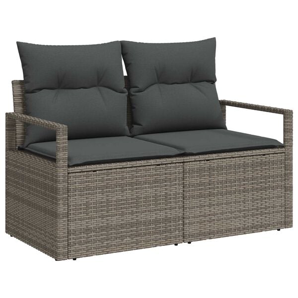 vidaXL Garden Sofa Set with Storage 5 pcs Grey Poly Rattan